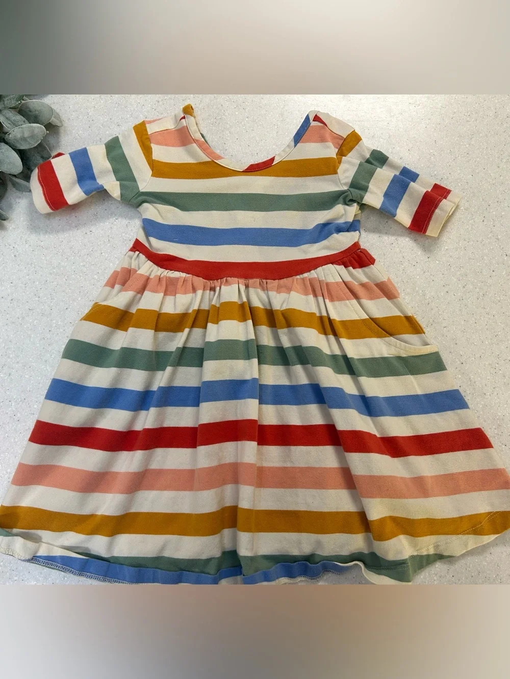Hanna Andersson Rainbow Stripe Twirl Dress Girls Size 4T